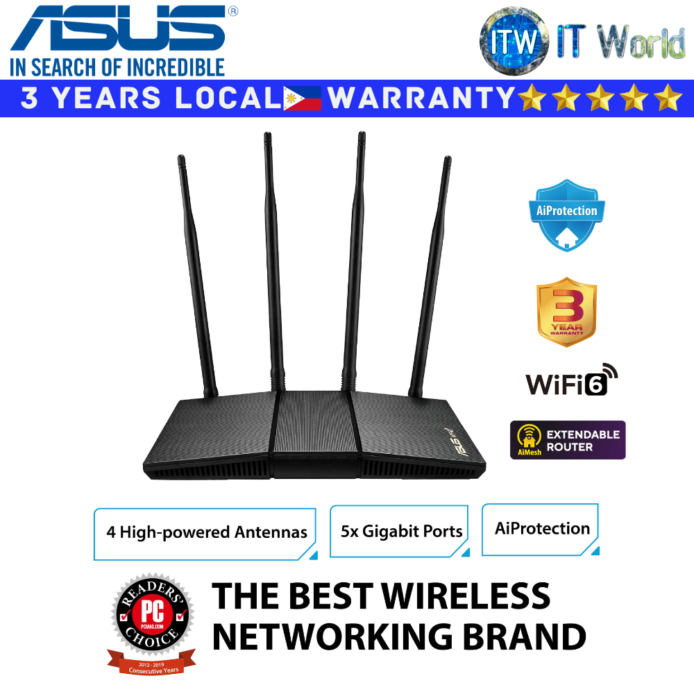 ASUS Wireless Router RT-AX1800HP AX1800 Dual-Band WiFi6 AiProtection Classic Network