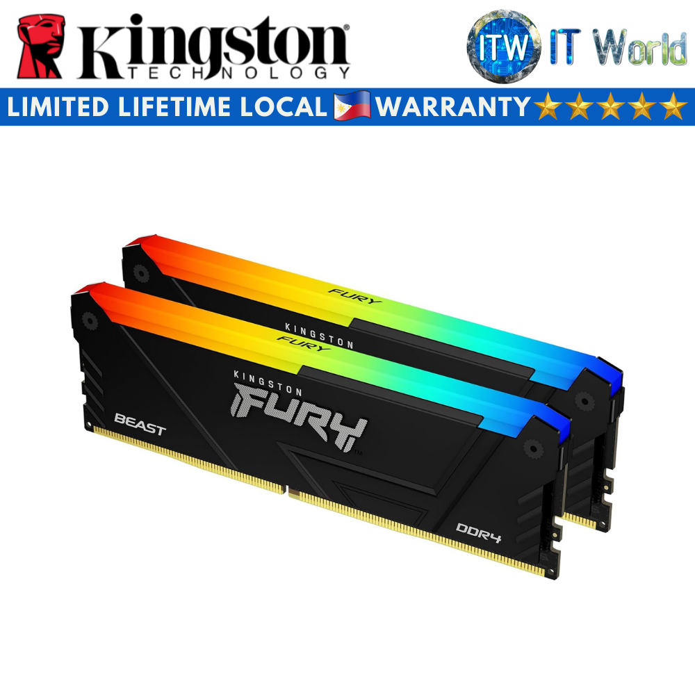 Kingston FURY Beast RGB 32GB (2x16GB) 3600 MHz DDR4 CL18 Desktop Memory Kit of 2 (KF436C18BB2AK2/32)