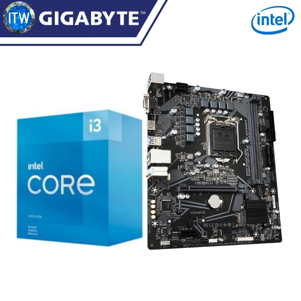 Intel Core i3-10105F Processor with Gigabyte H510M H Ultra Durable Motherboard BUNDLE