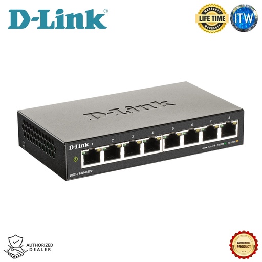 [DGS-1100-08V2] D-Link Ethernet Switch - 8-Port Gigabit Smart Managed Switch (DGS-1100-08V2)