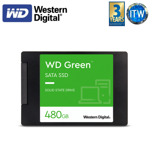 [WDS480G3G0A-00BJG0] ITW | Western Digital Green 480GB 2.5”/7mm SATA III 6Gb/s Internal SSD (WDS480G3G0A-00BJG0) (480GB)
