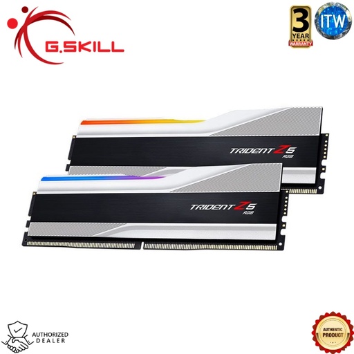 [F5-6400J3239G16GX2-TZ5RS] Gskill Trident Z5 RGB 32GB (2x16GB) DDR5-6400mhz CL32 1.40V Ram Silver (F5-6400J3239G16GX2-TZ5RS)