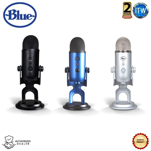 [Blue Yeti USB MIC MIDNIGHT BLUE] Logitech Blue Yeti Premium Multi-Pattern USB Microphone (Midnight Blue | Blackout | Silver) (Midnight Blue)