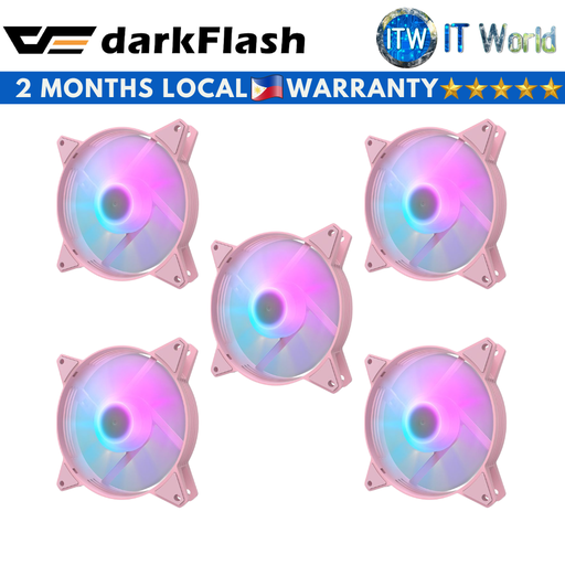 [C6 5in1 Pink] Darkflash C6 5in1 - 120mm, ARGB Lightning, All-in-One CPU Cooling Fans (Pink) (Pink)