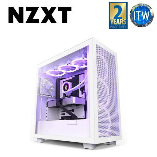 [CM-H71FW-01] NZXT H7 Flow - Front I/O USB Type-C Port Tempered Glass Side Panel ATX Mid Tower PC Gaming Case (White)