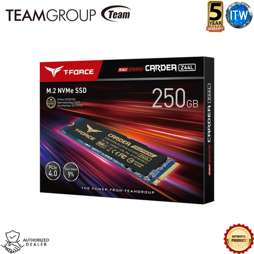 [TM8FPL250G0C127] TeamGroup T-Force Cardea Z44L 250GB - M.2 2280 PCIe Gen4 x4, NVMe 1.4 Internal SSD (TM8FPL250G0C127)
