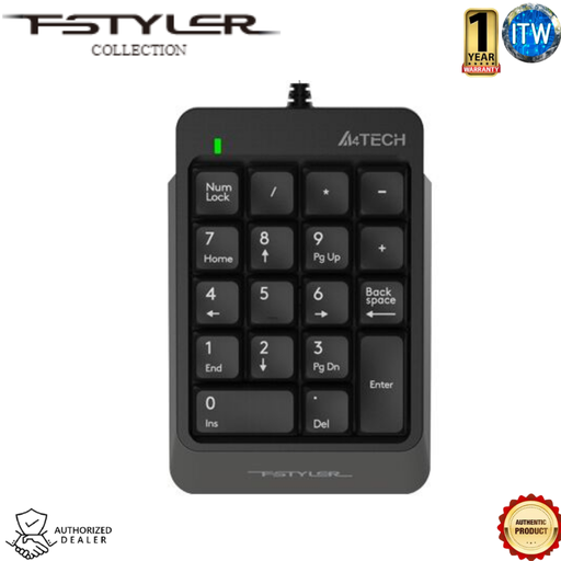 [FK13M + Adapter] A4Tech Fstyler | 70cm | Windows 10 Supported | Wired Numeric Keypad Micro USB (FK13M) (FK13M + Adapter)