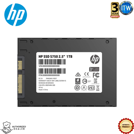 [S750 1TB] HP S750 - 3D Nand Internal PC SSD - Sata III Gb/s, 2.5&quot;, Up to 560 MB/s (256GB, 512GB, 1TB) (1TB)