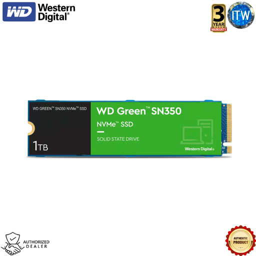 [WDS100T3G0C-00AZL0] Western Digital WD Green SN350 1TB NVMe Gen3 PCIe, QLC, M.2 2280, Internal SSD