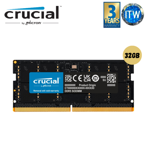 [CT32G48C40S5] Crucial RAM 32GB DDR5 4800MHz SODIMM CL40 Laptop Memory CT32G48C40S5
