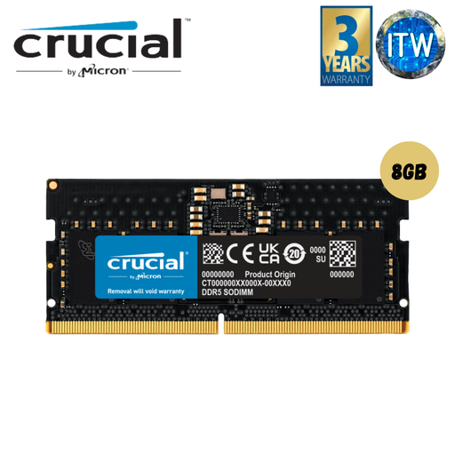 [CT8G48C40S5] Crucial RAM 8GB DDR5 4800MHz SODIMM CL40 Laptop Memory CT8G48C40S5