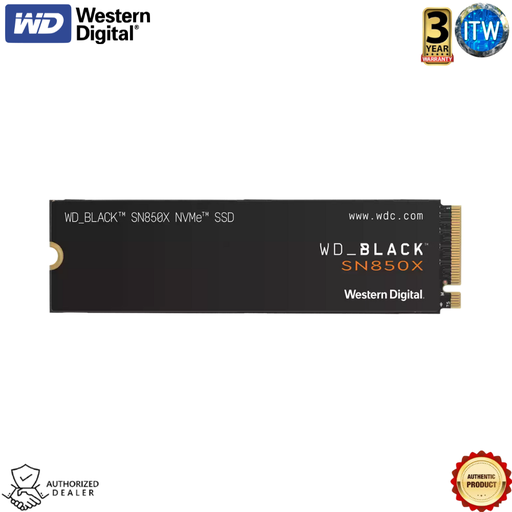 [WDS100T2X0E-00BCA0] Western Digital WD Black 1TB SN850X - NVMe Gen4 PCIe, M.2 2280, Up to 7,300 MB/s, Internal Gaming SSD