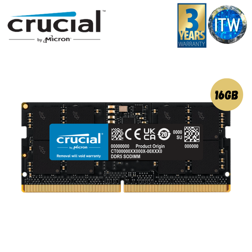 [CT16G48C40S5] Crucial RAM 16GB DDR5 4800MHz SODIMM CL40 Laptop Memory CT16G48C40S5