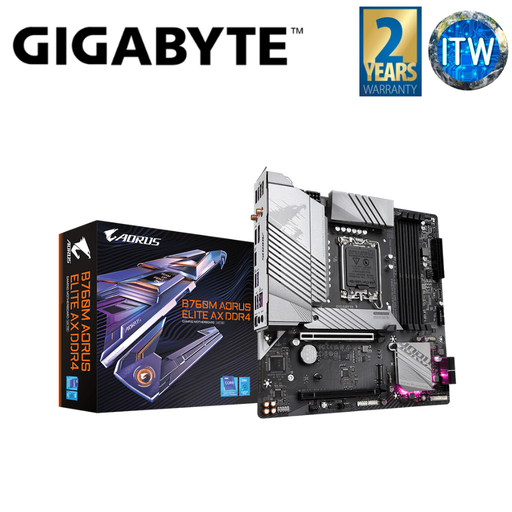 [GA-B760M-A-ELITE-AX-DDR4] Gigabyte B760M Aorus Elite AX mATX LGA1700 DDR4 Motherboard