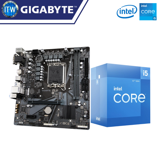 [12400F/H610M-H] Intel® Core™ i5-12400F Processor with Gigabyte H610M H DDR4 Micro ATX Motherboard Bundle
