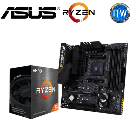 [5 5600/B450M-Pro Gaming] AMD Ryzen™ 5 5600 Desktop Processor and ASUS TUF GAMING B450M-PRO II, DDR4 AMD B450 (AM4) Micro ATX Gaming Motherboard Bundle
