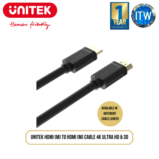 [Y-C144M 20M] Unitek HDMI (M) To HDMI (M) Cable 4K Ultra HD &amp; 3D (20 Meters)