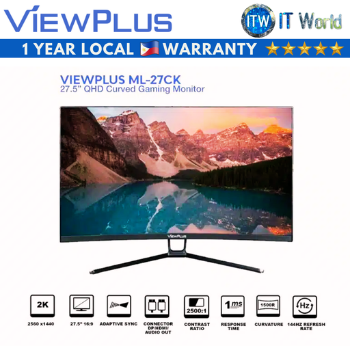 [ML-27CK] Viewplus ML-27CK - 27” VA, DP/HDMI, 1ms, Adaptive Sync, 144Hz QHD Curved Gaming Monitor
