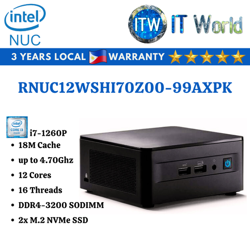 [RNUC12WSHI70Z00-99AXPK] Intel NUC 12 Pro Core i7-1260P Barebone System Wallstreet Canyon (RNUC12WSHI70Z00-99AXPK)
