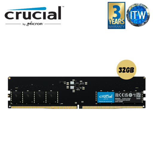 [CT32G48C40U5] Crucial RAM 32GB DDR5 4800MHz UDIMM CL40 Desktop Memory CT32G48C40U5