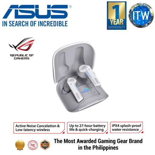 [Cetra True Wireless White] ASUS ROG Cetra True Wireless Gaming Headphones w/ Low-Latency Wireless Connection (White)