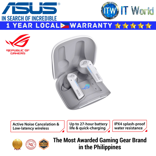 [Cetra True Wireless White] ASUS ROG Cetra True Wireless Gaming Headphones w/ Low-Latency Wireless Connection (White)