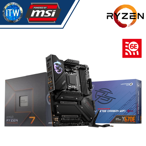 [7 7700X with MSI MPG X670E CARBON WIFI] AMD Ryzen 7 7700X Desktop Processor without Cooler with MSI MPG X670E Carbon WiFi Motherboard Bundle