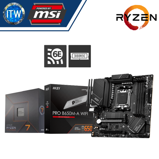 [7 7700X with B650M-A WIFI] AMD Ryzen 7 7700X Desktop Processor w/o Cooler with MSI Pro B650M-A WiFi Motherboard Bundle