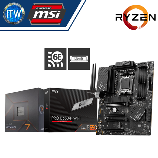 [7 7700X with B650-P WIFI] AMD Ryzen 7 7700X Desktop Processor without Cooler with MSI Pro B650-P WiFi Motherboard Bundle
