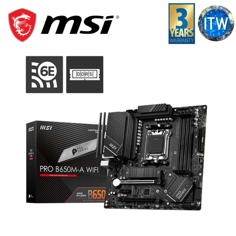 MSI Pro B650M-A WiFi MATX AM5 DDR5 Motherboard | IT World