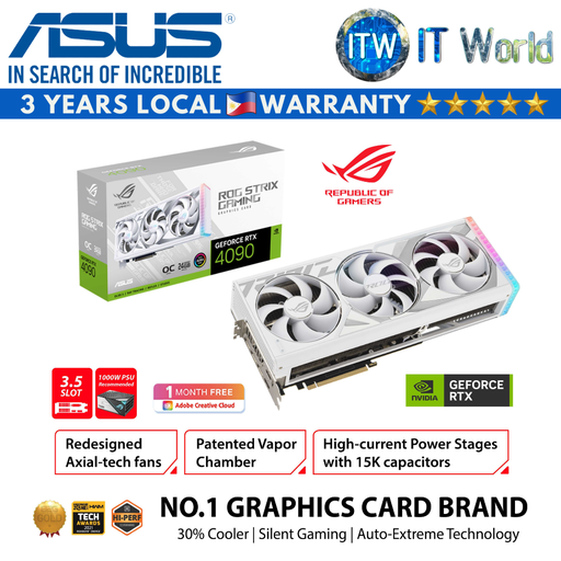 [ROG-STRIX-RTX4090-O24G-WHITE] ASUS ROG Strix Geforce RTX 4090 24GB GDDR6X White OC Edition Graphic Card (ROG-STRIX-RTX4090-024G-WHITE)