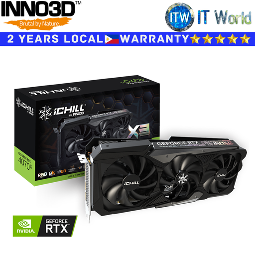 [C407T3-126XX-186148H] Inno3D RTX 4070 Ti Ichill X3 12GB GDDR6X Geforce Graphic Card (C407T3-126XX-186148H)
