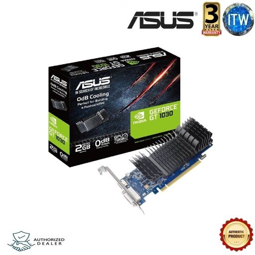 [ASUS GeForce GT 1030 2GB GT1030-SL-2G-BRK] ASUS GeForce GT 1030 2GB GDDR5 Low Profile Graphics Card for Silent HTPC Build with I/O Port Brackets - GT1030-SL-2G-BRK