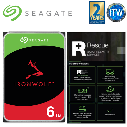 [ST6000VN006] Seagate Hard Drive HDD Ironwolf 6TB 3.5&quot; NAS SATA 6Gb/s Internal (ST6000VN006) (6TB)