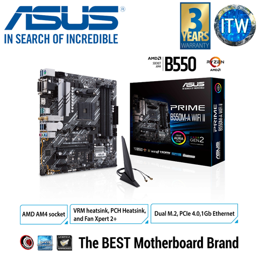 [PRIME B550M-A WIFI II] ITW | ASUS Prime B550M-A WiFi II AM4 Micro-ATX DDR4 Gaming Motherboard