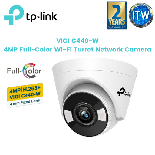 [VIGI C440-W] TP-Link VIGI C440-W 4MP Full-Color Wi-Fi Turret Network Camera (4mm)