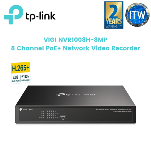 [NVR1008H-8MP] TP-Link VIGI NVR1008H-8MP 8Channel PoE+ Network Video Recorder