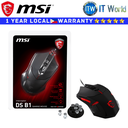 MSI Gaming Wired Mouse Interceptor DS B1 Black Optical USB 2.0 Red Light