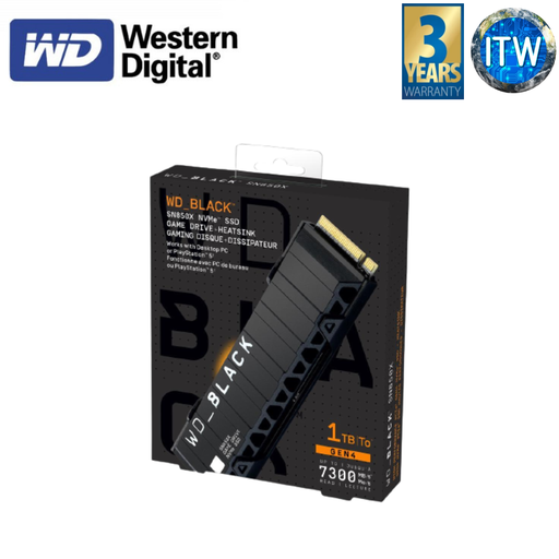 [WDS100T2XHE-00BCA0] Western Digital WD Black SN850X NVMe Gen4 PCIe M.2 2280 Internal SSD with heatsink (1TB/2TB) (1TB)