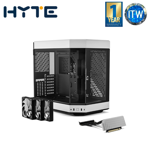 [CS-HYTE-Y60-BW] HYTE Y60 Modern Aesthetic Dual Chamber Panoramic Tempered Glass Mid-Tower ATX Computer Gaming Case (White/Black)
