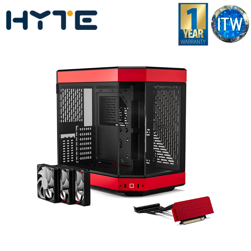[CS-HYTE-Y60-BR] HYTE Y60 Modern Aesthetic Dual Chamber Panoramic Tempered Glass Mid-Tower ATX Computer Gaming Case (Red/Black)