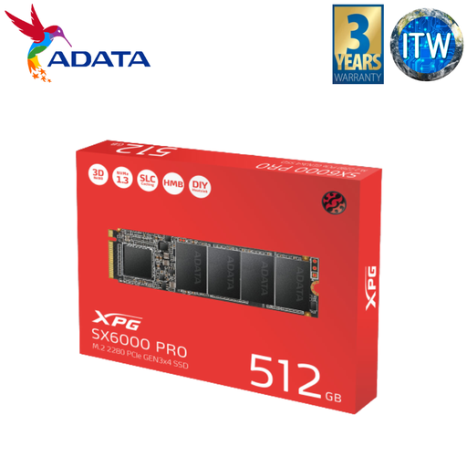 [AD-ASX6000PNP-512GT-C] Adata XPG SX6000 Pro M.2 2280 PCIe Gen3x4 Internal SSD (512MB)