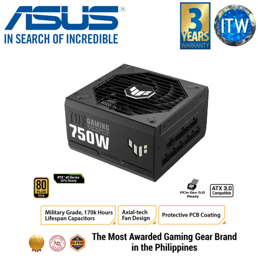 [TUF-GAMING-750G] ITW | ASUS TUF Gaming 750W 80+ Gold ATX12V Fully Modular Power Supply Unit