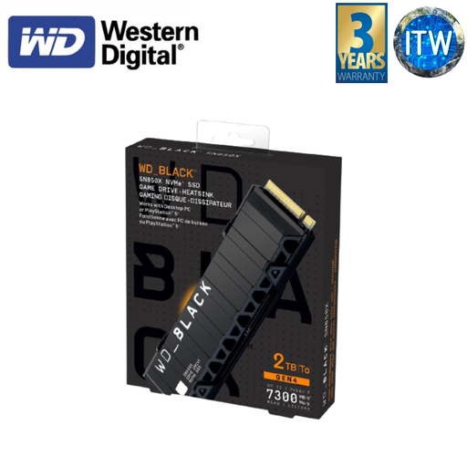 [WDS200T2XHE-00BCA0] Western Digital WD Black SN850X NVMe Gen4 PCIe M.2 2280 Internal SSD with heatsink (1TB/2TB) (2TB)