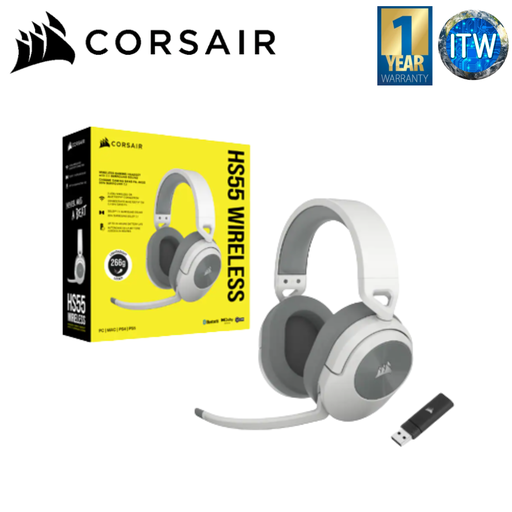 [CS-CA-9011281-AP] ITW | Corsair HS55 Wireless Gaming Headset-White (CS-CA-9011281-AP)