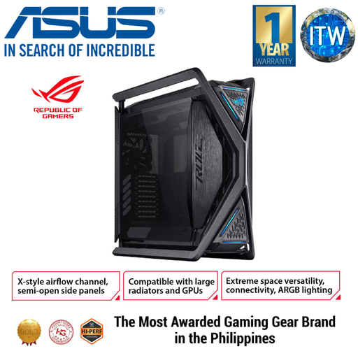 [GR701] ASUS ROG Hyperion GR701 PC Case (support 2 x 420 mm radiators, four pre-installed 140 mm PWM fans, tool-free hinged side panels, integrated VGA holder and ARGB &amp; fan hub, 2 x USB Type-C Front Panel)