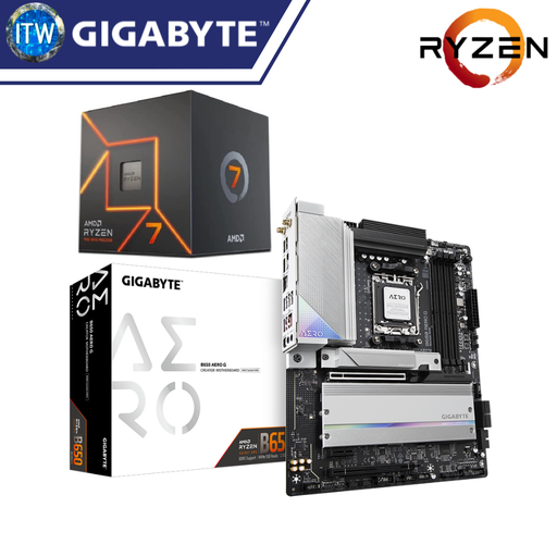 [AMD RYZEN 7 7700 / GA-B650-AERO-G] ITW | AMD Ryzen 7 7700 Desktop Processor with Gigabyte B650 Aero G Motherboard Bundle