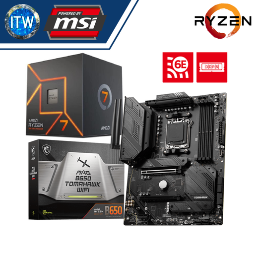 [AMD RYZEN 7 7700 / B650 Tomahawk Wifi] ITW | AMD Ryzen 7 7700 Desktop Processor with MSI MAG B650 Tomahawk WiFi Motherboard Bundle