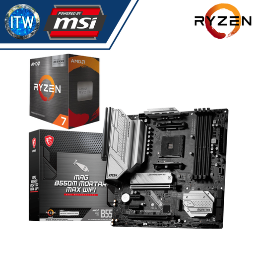 [Ryzen 7 5800X3D / MSI MAG B550M MORTAR MAX WIFI] ITW | AMD Ryzen 7 5800X3D Desktop Processor with MSI MAG B550M Mortar Max WiFi Motherboard Bundle