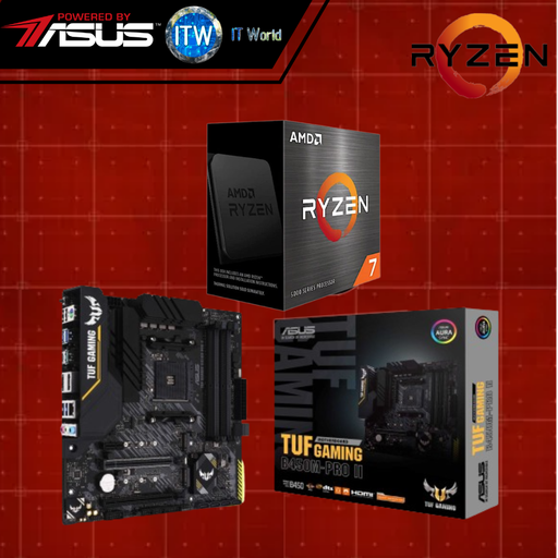 [5700x / ASUS TUF B450M-PRO GAMING II] AMD Ryzen 7 5700X Desktop Processor with ASUS TUF Gaming B450M-Pro II Motherboard Bundle